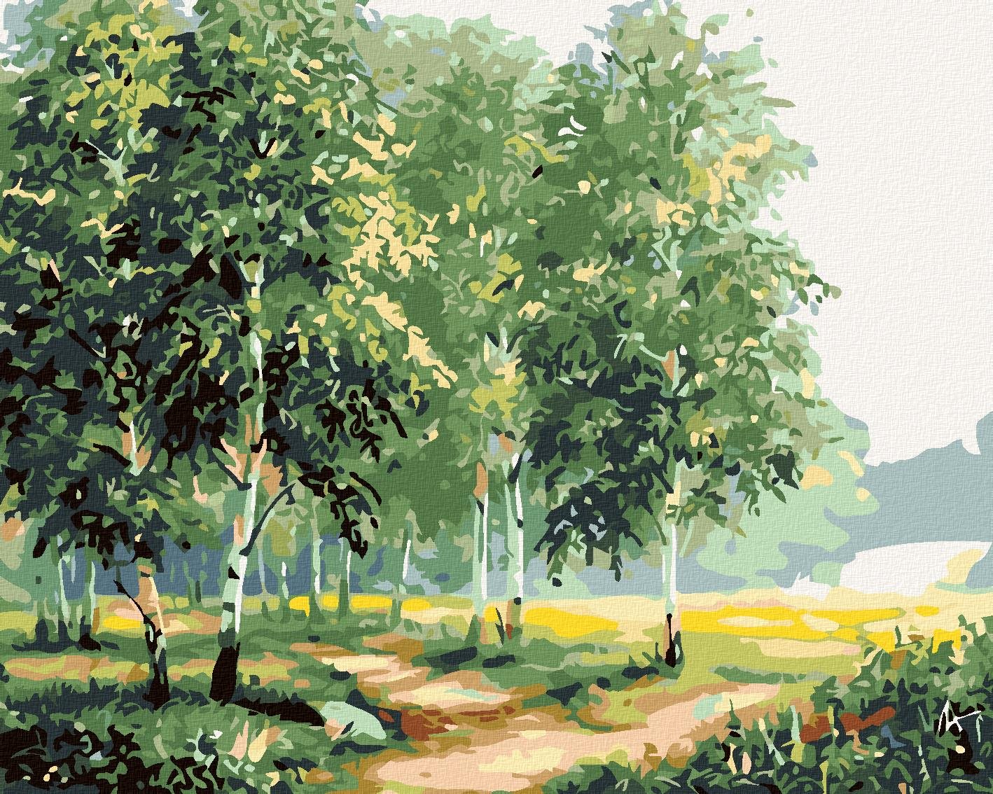 Diamondi – Diamantové maľovanie – BREZY PRI CESTE II, 40 × 50 cm, bez rámu a bez vypnutia plátna