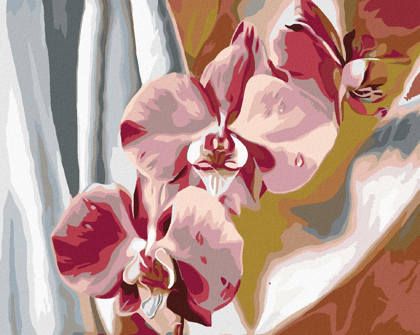 Diamondi – Diamantové maľovanie – RUŽOVÁ ORCHIDEA, 40 × 50 cm, bez rámu a bez vypnutia plátna