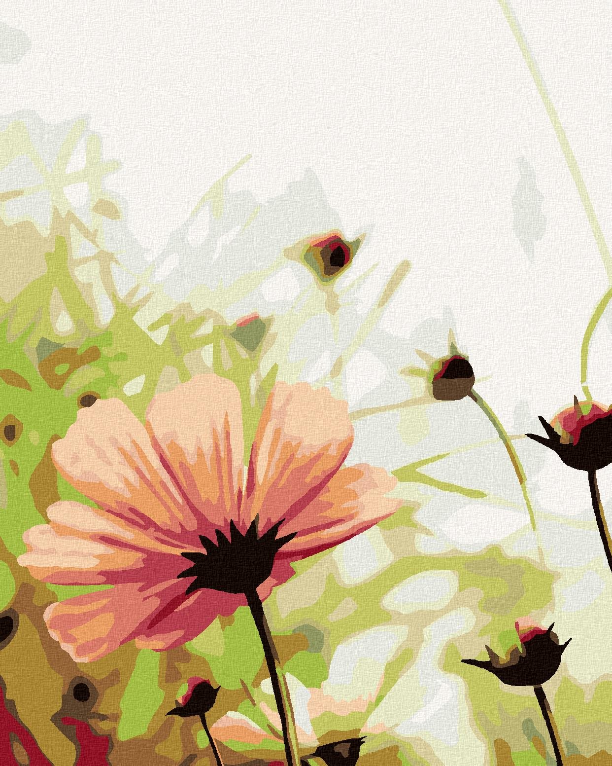 Diamondi – Diamantové maľovanie – ROZKVITNUTÁ KVETINA NA LÚKE, 40 × 50 cm, bez rámu a bez vypnutia plátna