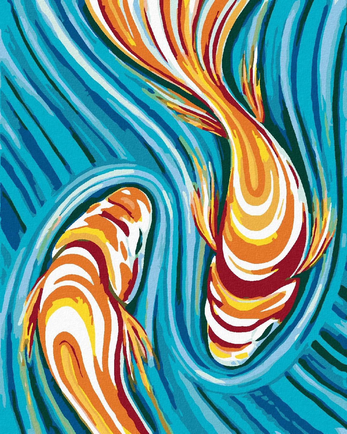Diamondi – Diamantové maľovanie – RYBKY UKRYTÉ V MAĽBE, 40 × 50 cm, vypnuté plátno na rám