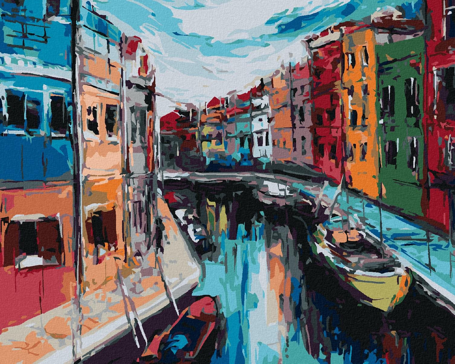 Diamondi – Diamantové maľovanie – DOMY V BURANE, 40 × 50 cm, vypnuté plátno na rám