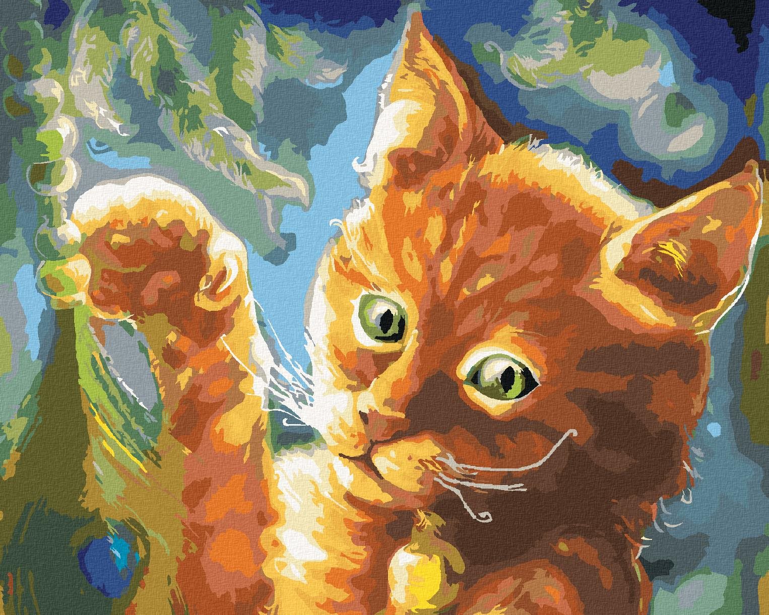 Diamondi – Diamantové maľovanie – FANTASY ORANŽOVÁ MAČKA, 40 × 50 cm, bez rámu a bez vypnutia plátna