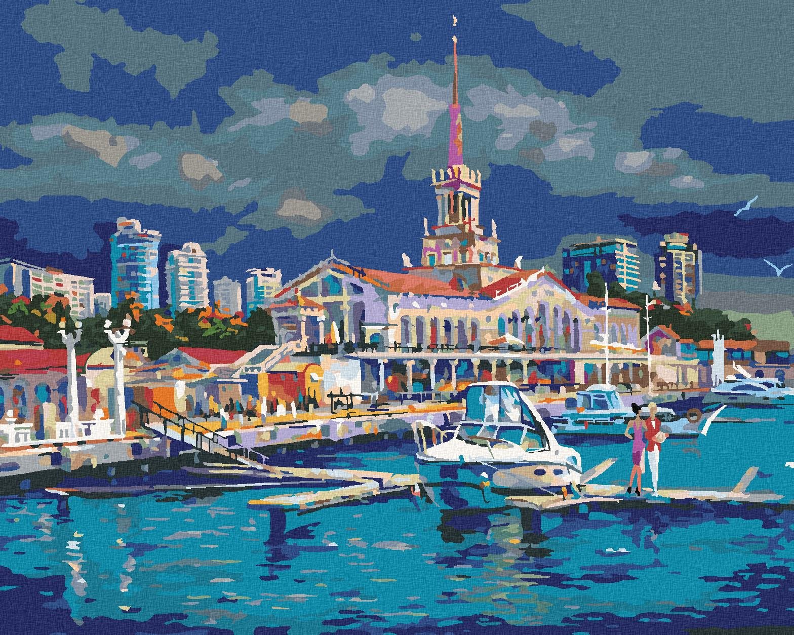 Diamondi – Diamantové maľovanie – PRÍSTAV V SOCHI, 40 × 50 cm, vypnuté plátno na rám