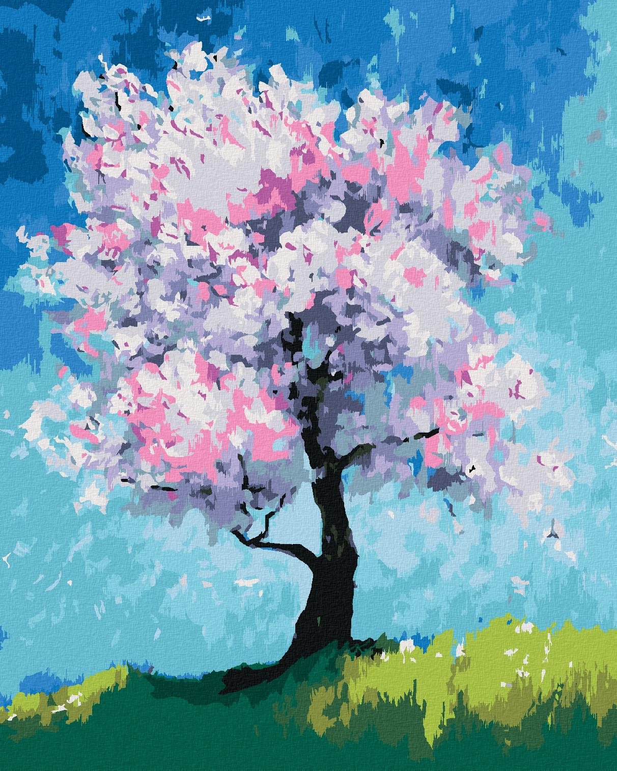 Diamondi – Diamantové maľovanie – KVITNÚCA ČEREŠŇA, 40 × 50 cm, bez rámu a bez vypnutia plátna