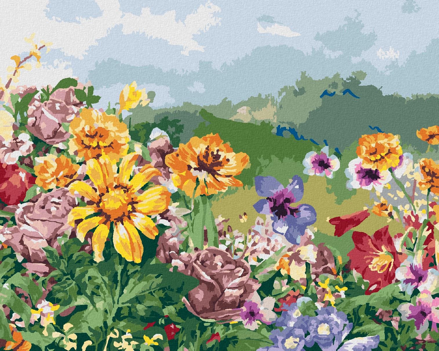 Diamondi – Diamantové maľovanie – LUČNÉ KVETY, 40 × 50 cm, bez rámu a bez vypnutia plátna