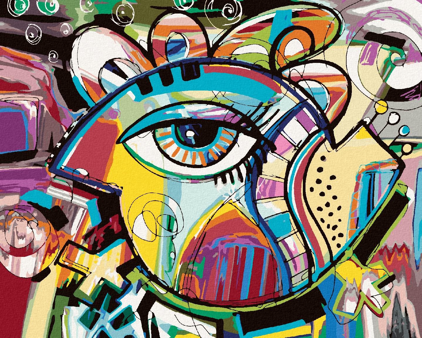 Diamondi – ABSTRAKTNÁ KOMPOZÍCIA DOODLE VTÁKA, 40 × 50 cm, bez rámu a bez napnutia plátna