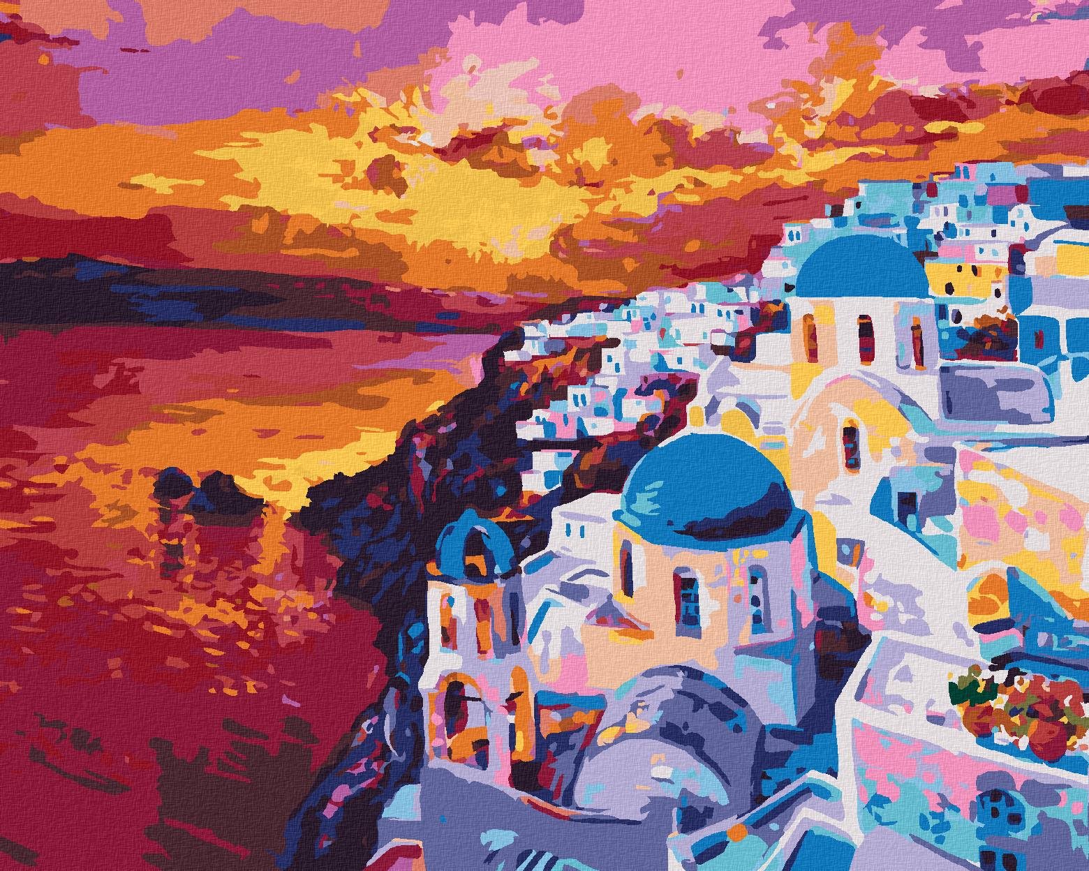 Diamondi – ZÁPAD SLNKA NA SANTORINI, 40 × 50 cm, bez rámu a bez napnutého plátna