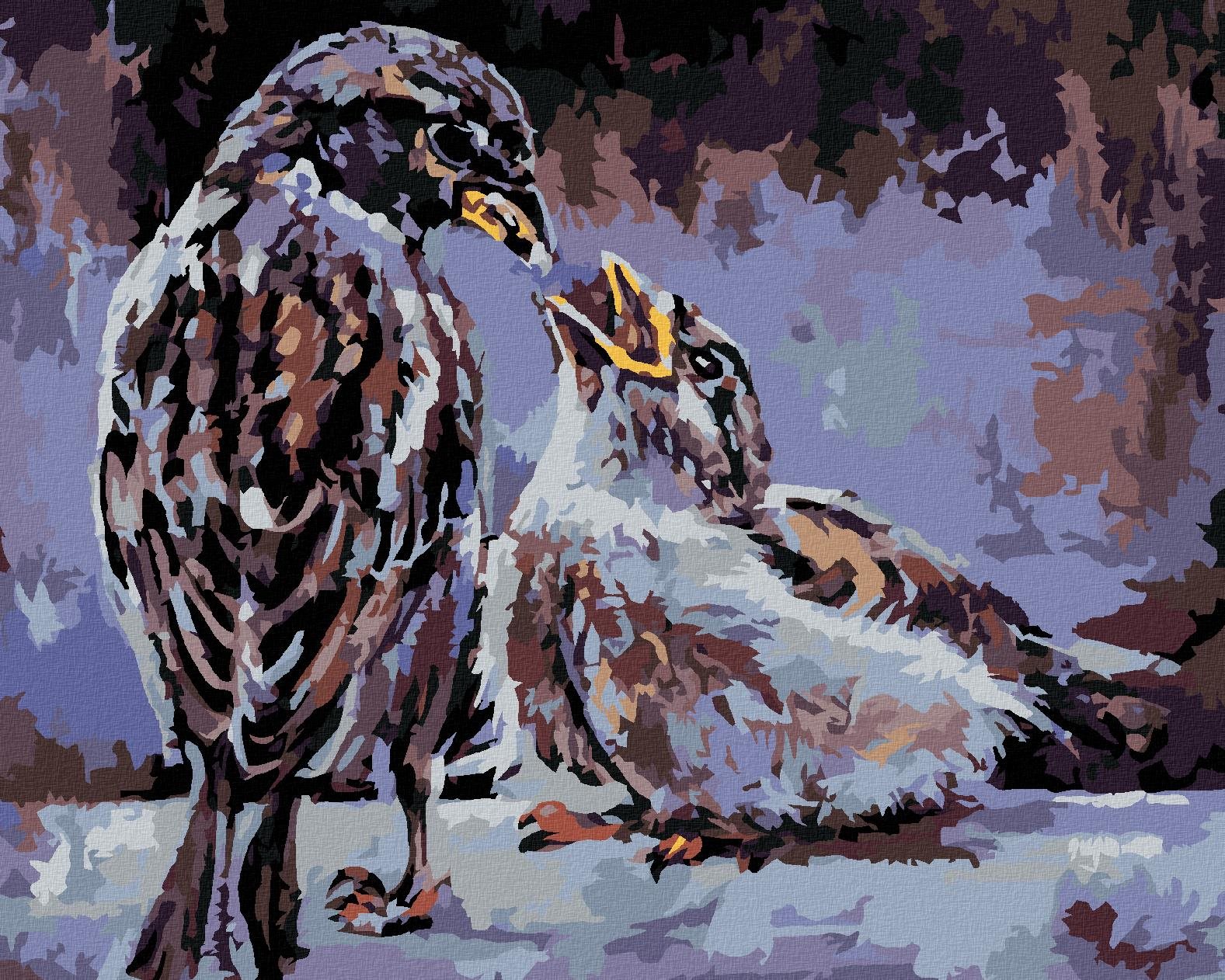 Diamondi – Diamantové maľovanie – Kŕmenie vtáčikov, 40 × 50 cm, vypnuté plátno na rám