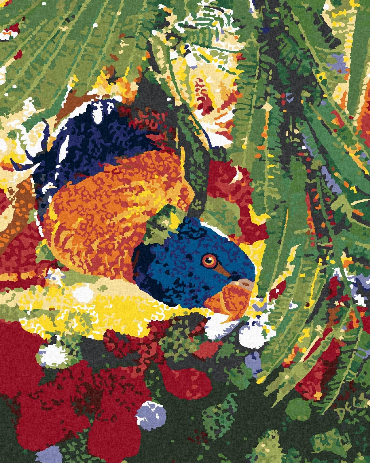 Diamondi – PAPAGÁJ HLAVOU DOLE, 40 × 50 cm, napnuté plátno na ráme