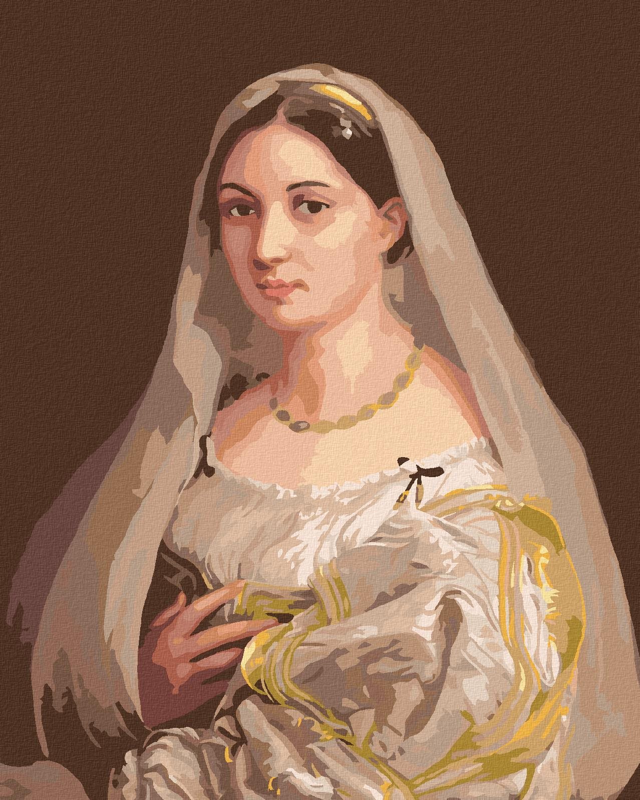 Diamondi – Diamantové maľovanie – DÁMA SO ZÁVOJOM (RAFFAELLO SANTI), 40 × 50 cm, vypnuté plátno na rám