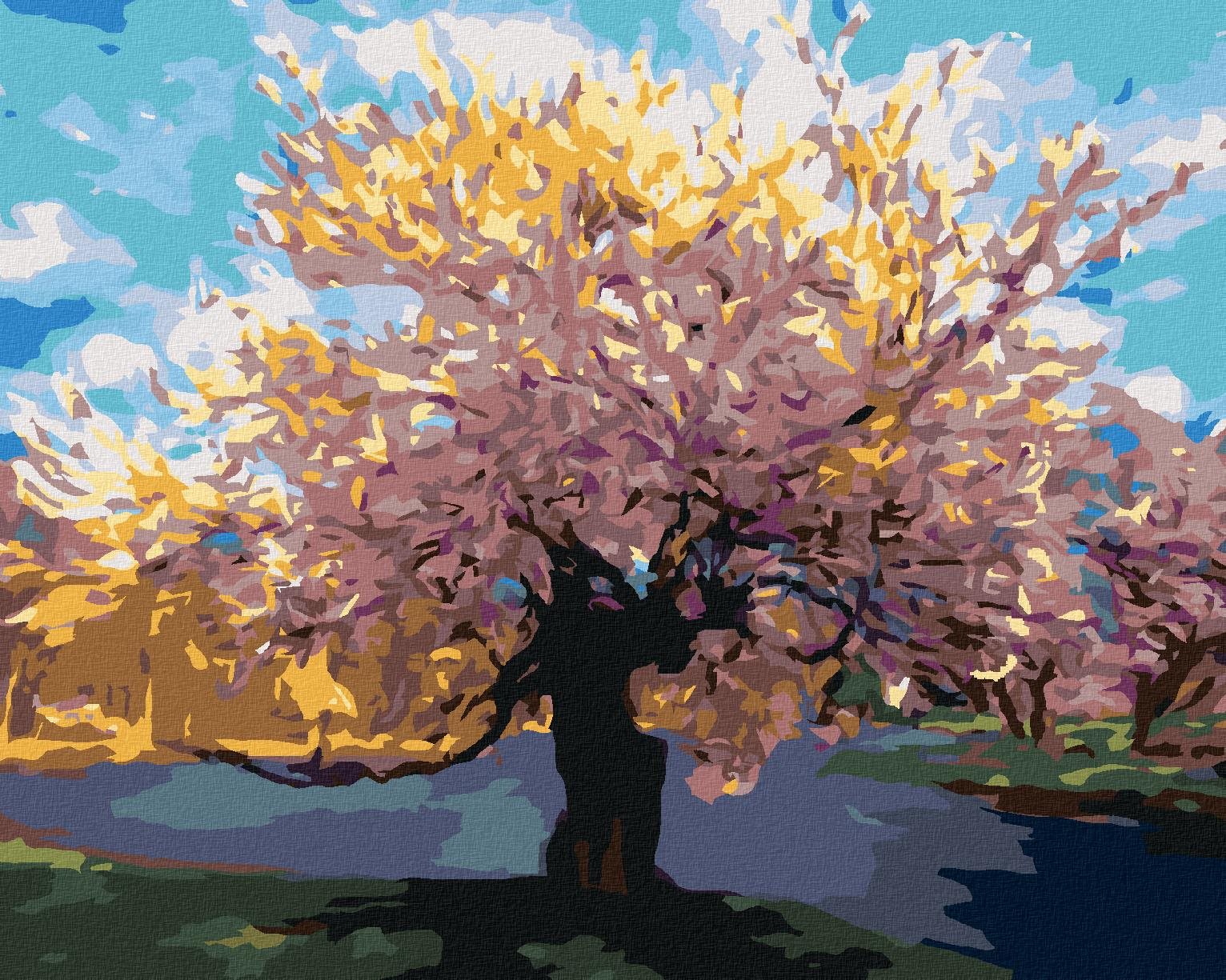 Diamondi – SAKURA PRI POTOKU, 40 × 50 cm, napnuté plátno na ráme