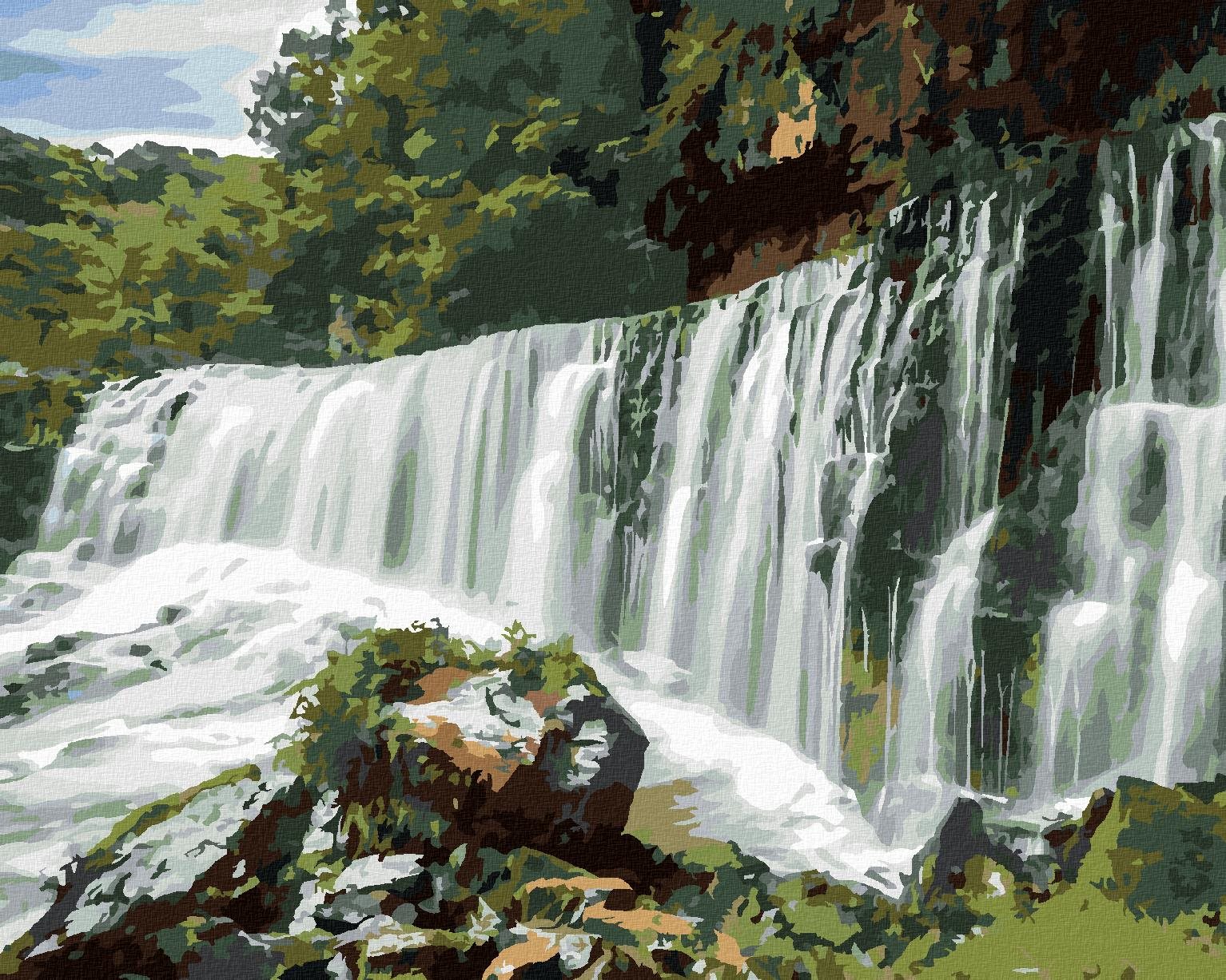 Diamondi – Diamantové maľovanie – VODOPÁD V ANGLICKU, 40 × 50 cm, bez rámu a bez vypnutia plátna