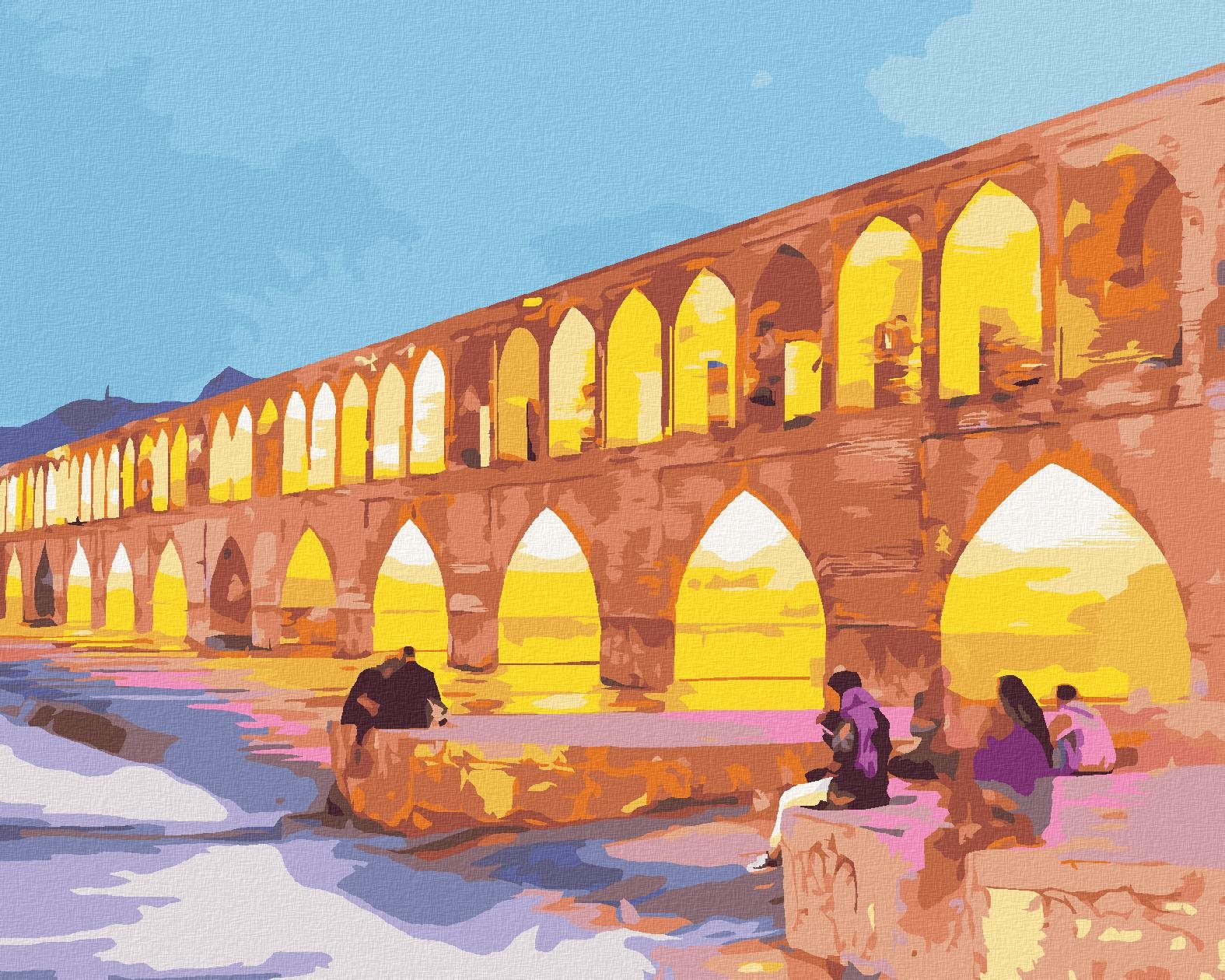 Diamondi – OSVETLENÝ MOST ALLAHVERDI KHAN V ÍRÁNE, 40 × 50 cm, bez rámu a bez napnutého plátna