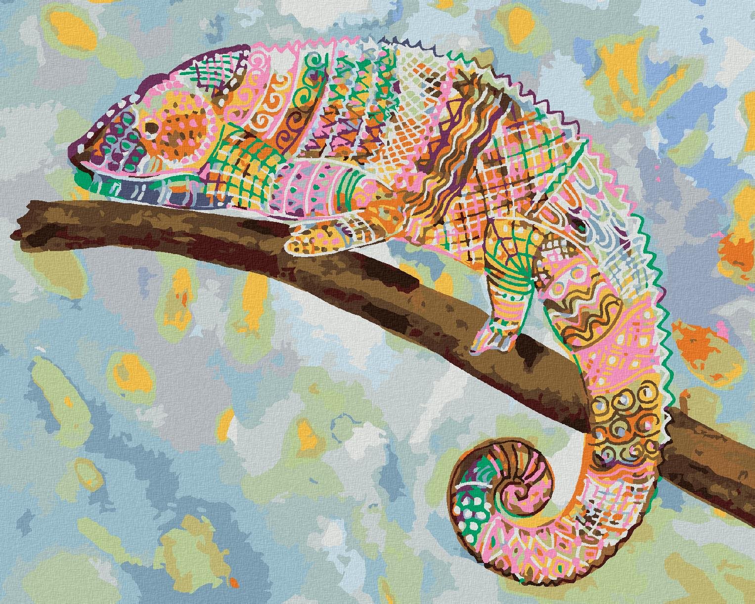 Diamondi – PESTRÝ CHAMELEÓN, 40 × 50 cm, bez rámu a bez napnutia plátna