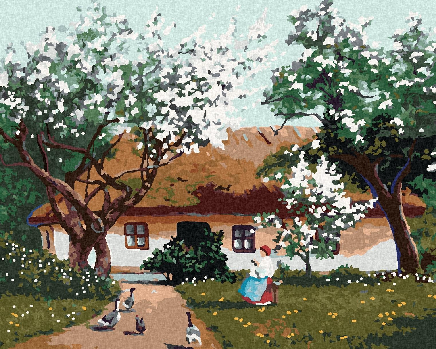 Diamondi – JARNÉ RÁNO NA DEDINE, 40 × 50 cm, napnuté plátno na rám