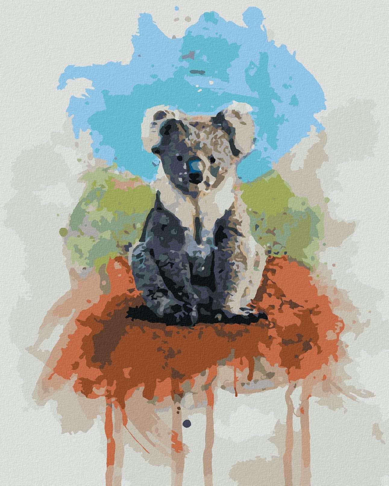 Diamondi – KOALA NA FAREBNOM POZADÍ, 40 × 50 cm, bez rámu a bez napnutia plátna