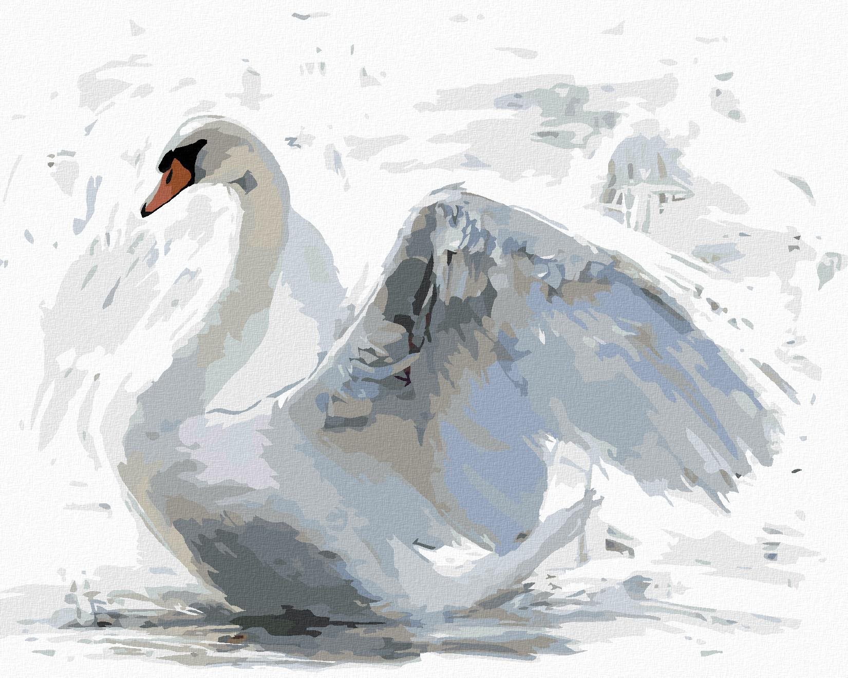 Diamondi – BIELA LABUŤ, 40 × 50 cm, napnuté plátno na rám