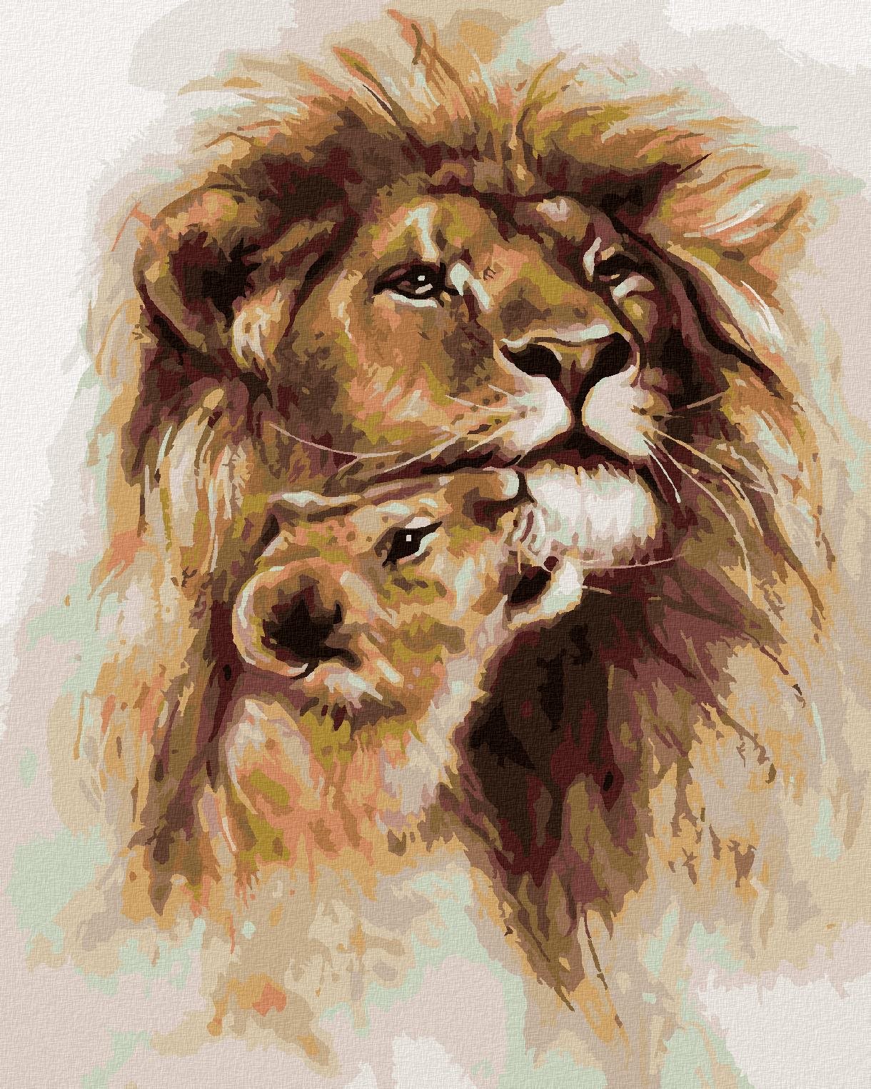 Diamondi – Diamantové maľovanie – MILUJÚCI LEV, 40 × 50 cm, napnuté plátno na rám