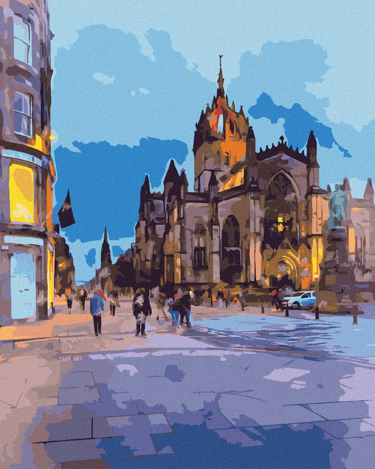 Diamondi – POHĽAD NA KATEDRÁLU ST. GILES V EDINBURGHU, 40 × 50 cm, bez rámu a bez napnutia plátna
