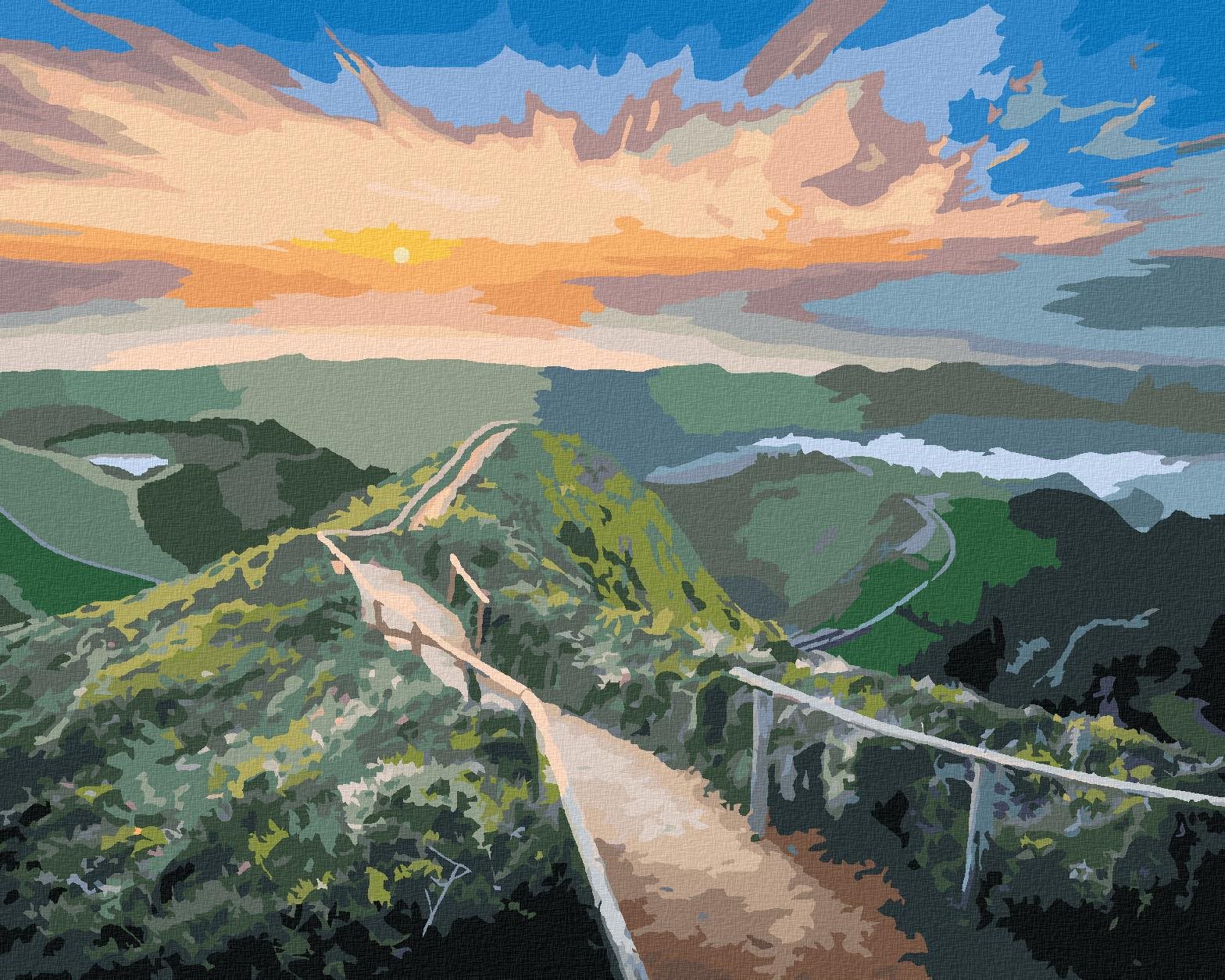 Diamondi – Diamantové maľovanie – HORSKÁ KRAJINA S TURISTICKOU CESTOU, 40 × 50 cm, bez rámu a bez vypnutia plátna