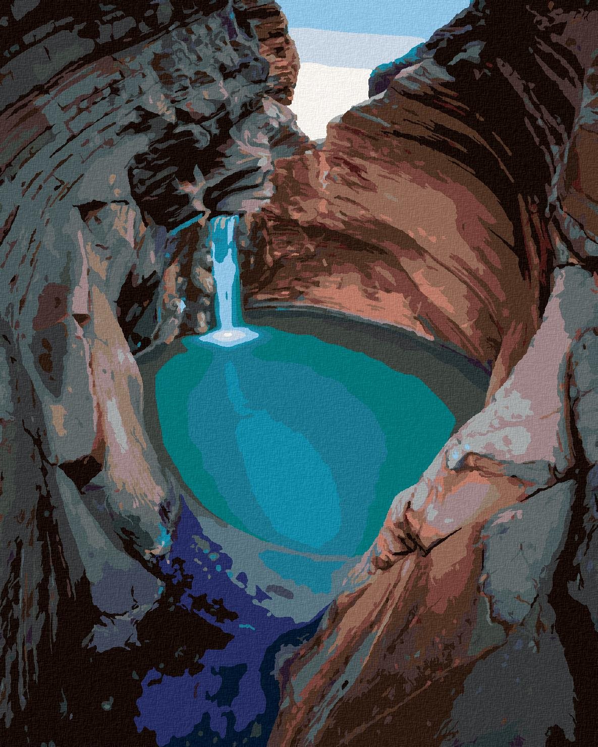 Diamondi – TYRKYSOVÝ VODOPÁD, 40 × 50 cm, bez rámu a bez napnutia plátna