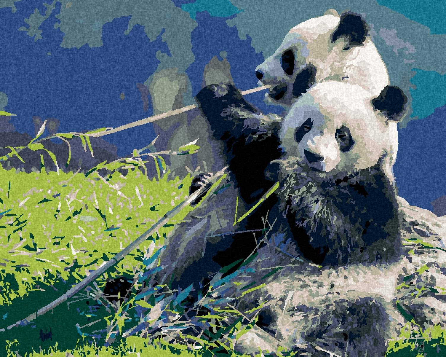 Diamondi – PANDA A BAMBUS, 40 × 50 cm, bez rámu a bez napnutia plátna