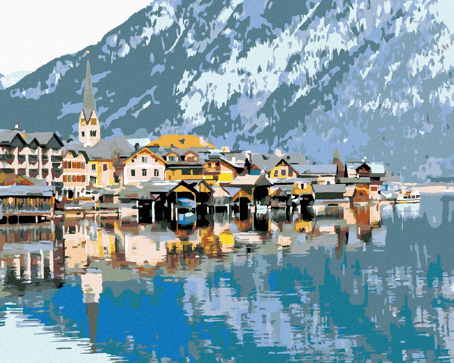 Diamondi – HALLSTATT V ALPÁCH, 40 × 50 cm, napnuté plátno na rám