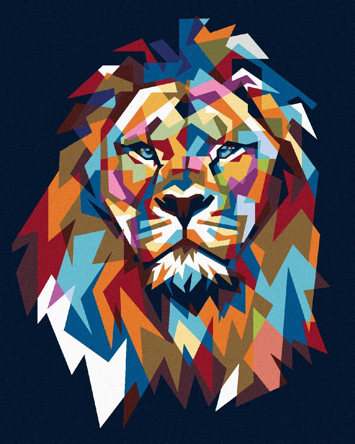 Diamondi – FAREBNÝ LEV III, 40 × 50 cm, napnuté plátno na rám