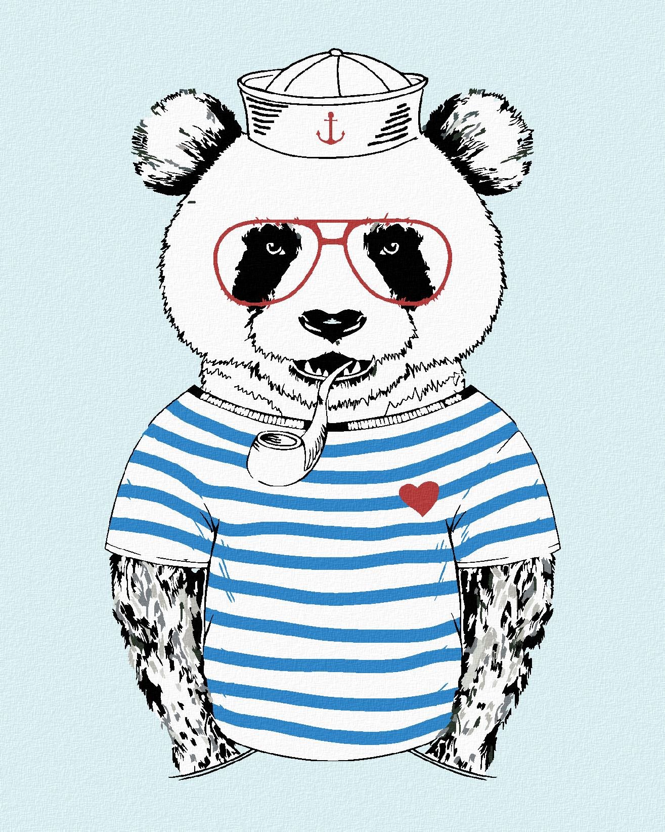 Diamondi – NÁMORNÍK PANDA, 40 × 50 cm, bez rámu a bez napnutia plátna