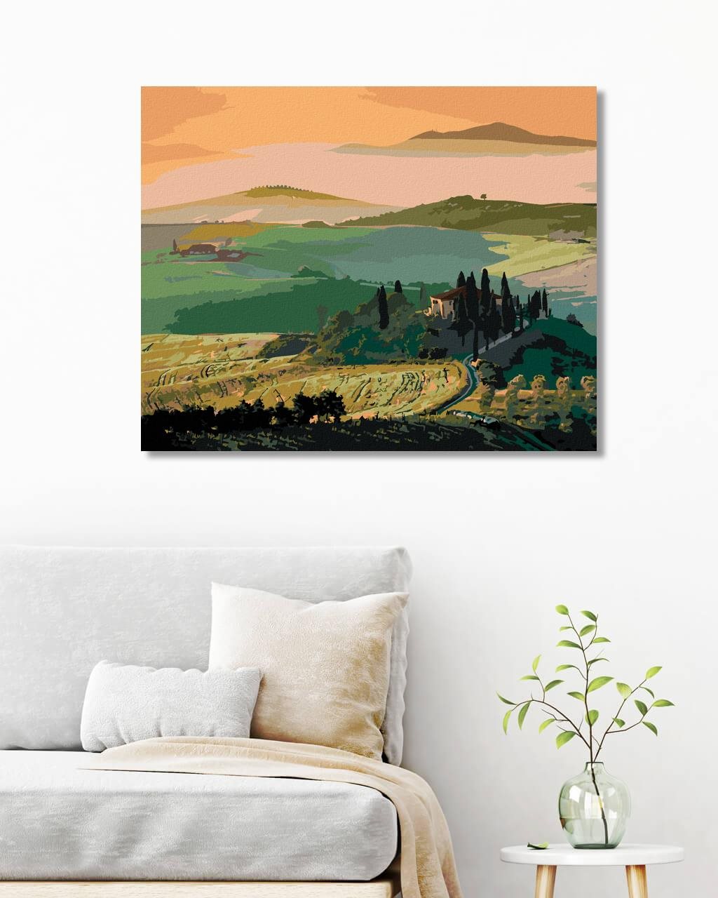Diamondi – TOSKÁNSKA KRAJINA A VÝCHOD SLNKA, 40 × 50 cm, napnuté plátno na rám