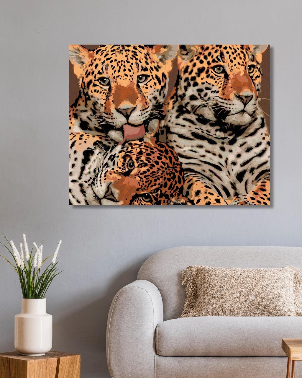 Diamondi – MATKA JAGUÁRA A DVE MLÁĎATÁ, 40 × 50 cm, bez rámu a bez napnutia plátna