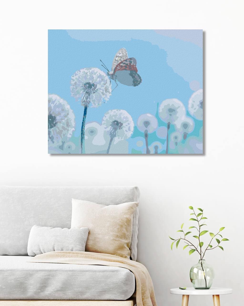 Diamondi – BIELE PÚPAVY S MOTÝĽOM, 40 × 50 cm, napnuté plátno na rám