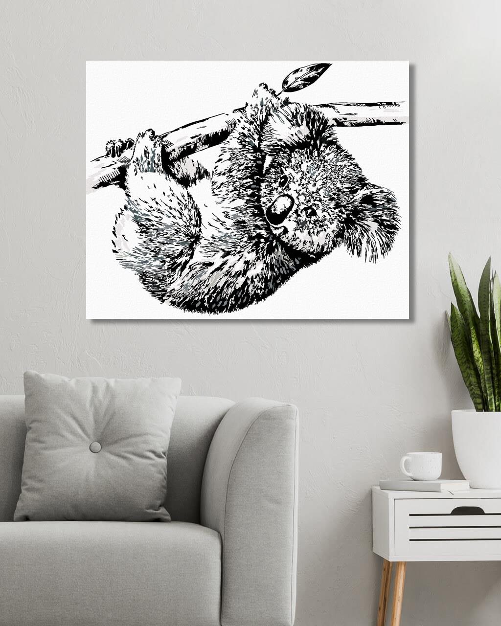 Diamondi – ČIERNOBIELA KOALA, 40 × 50 cm, napnuté plátno na rám