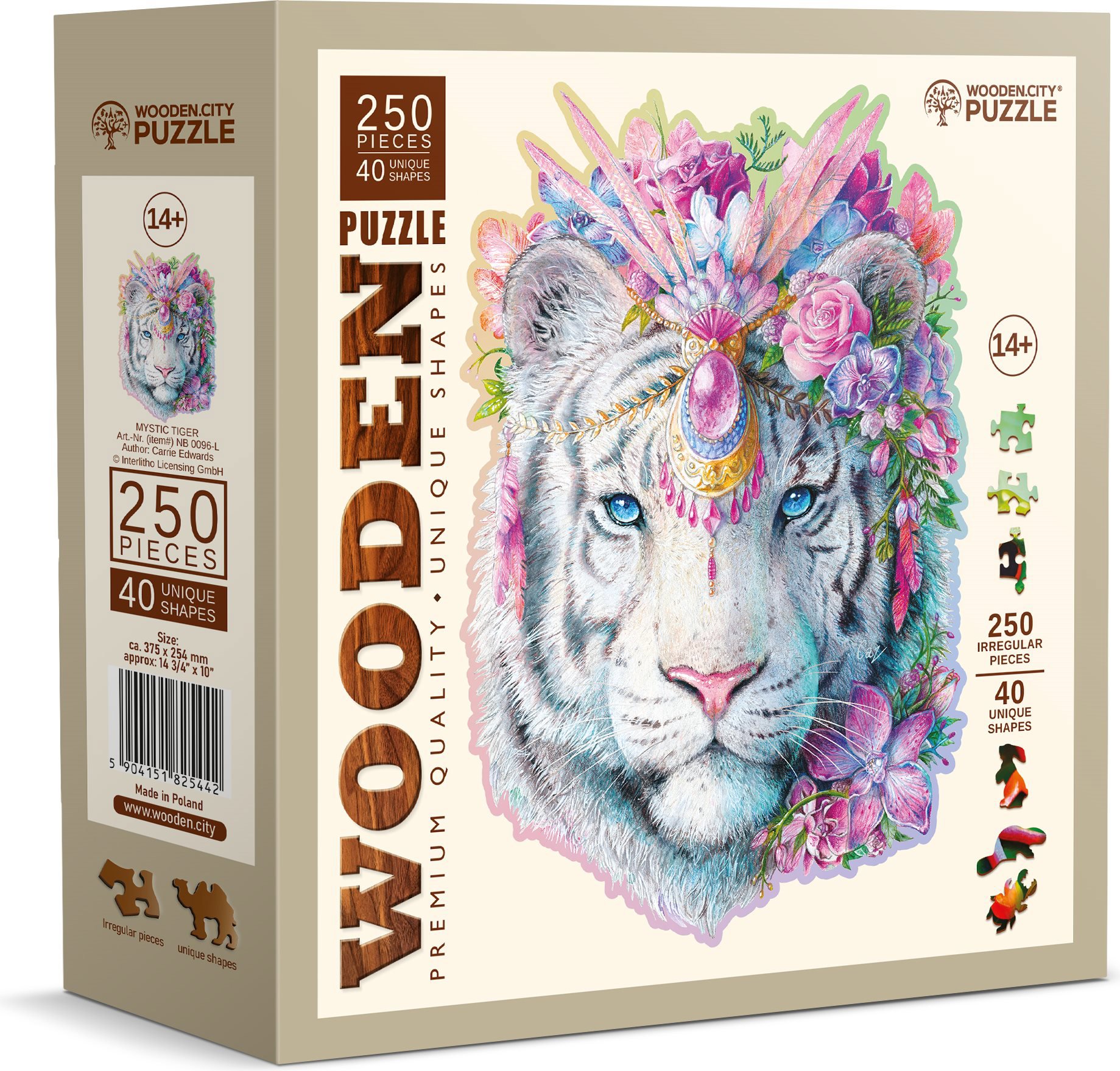 WOODEN CITY drevené puzzle – Mystický tiger 250 dielikov