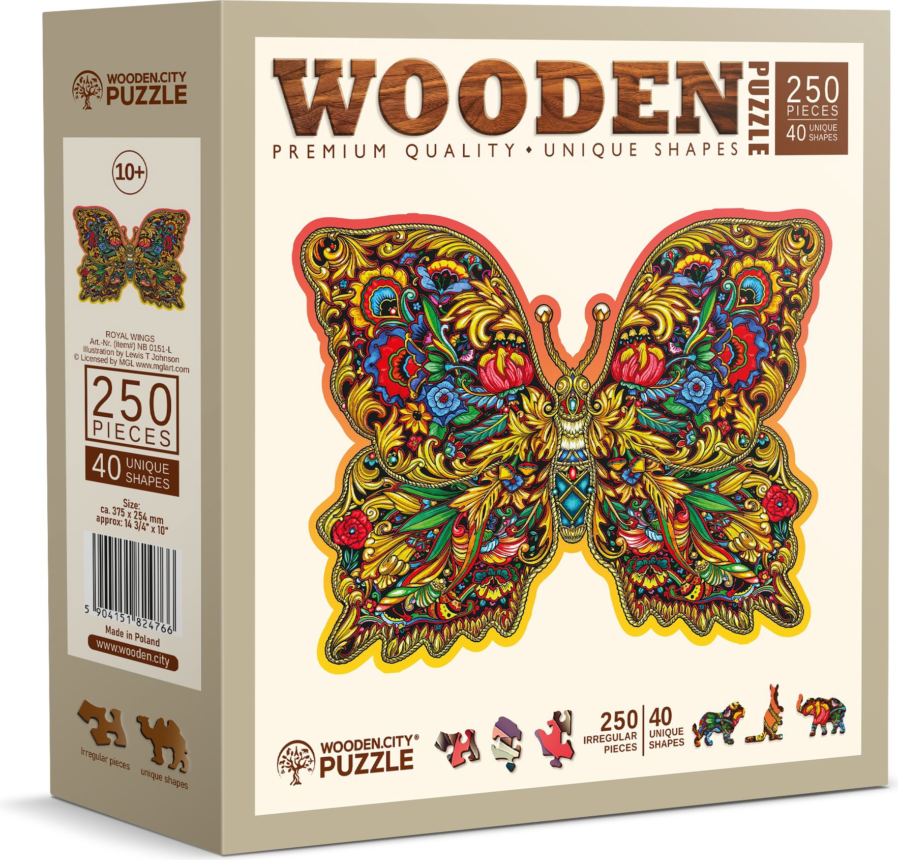 WOODEN CITY drevené puzzle - Kráľovské krídla 250 dielikov