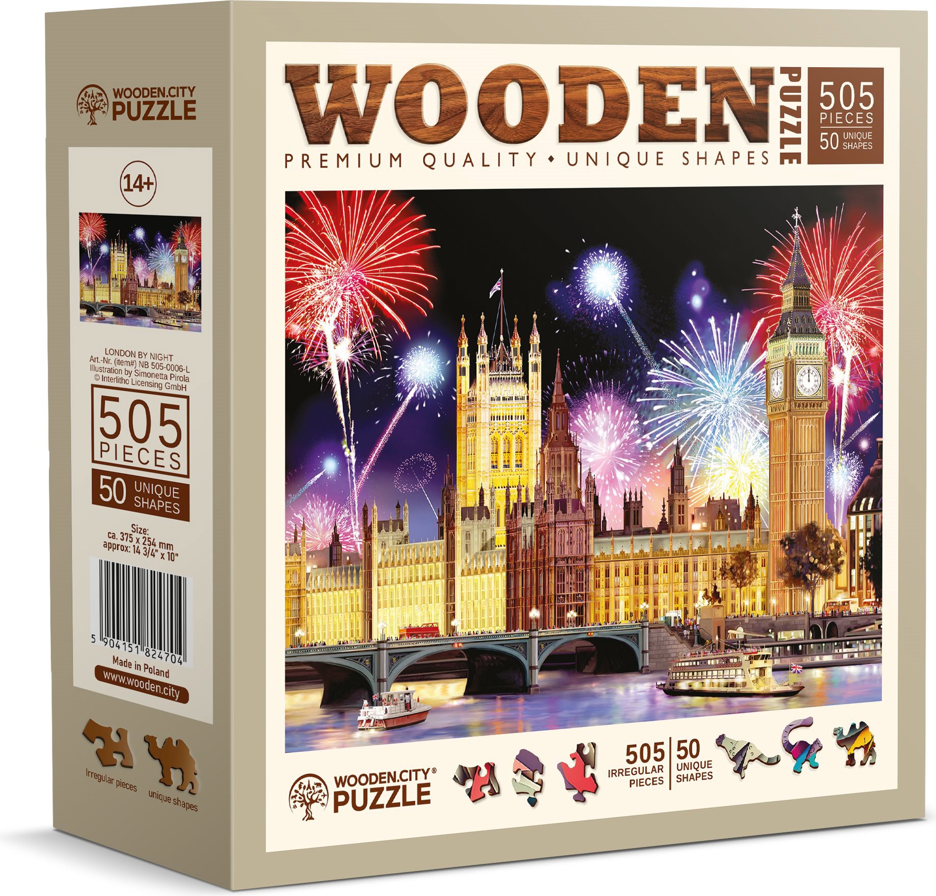 WOODEN CITY drevené puzzle - Nočný Londýn 505 dielikov