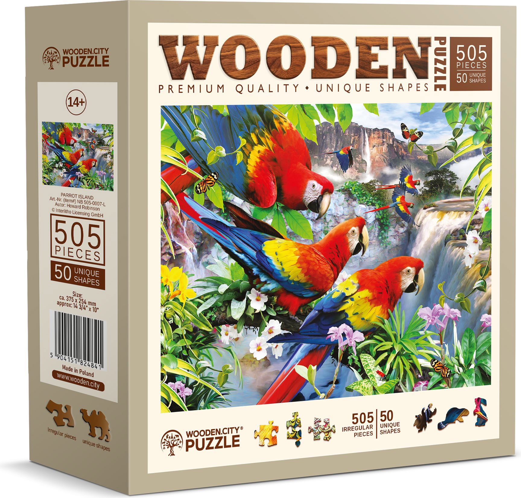 WOODEN CITY drevené puzzle - Ostrov papagájov 505 dielikov