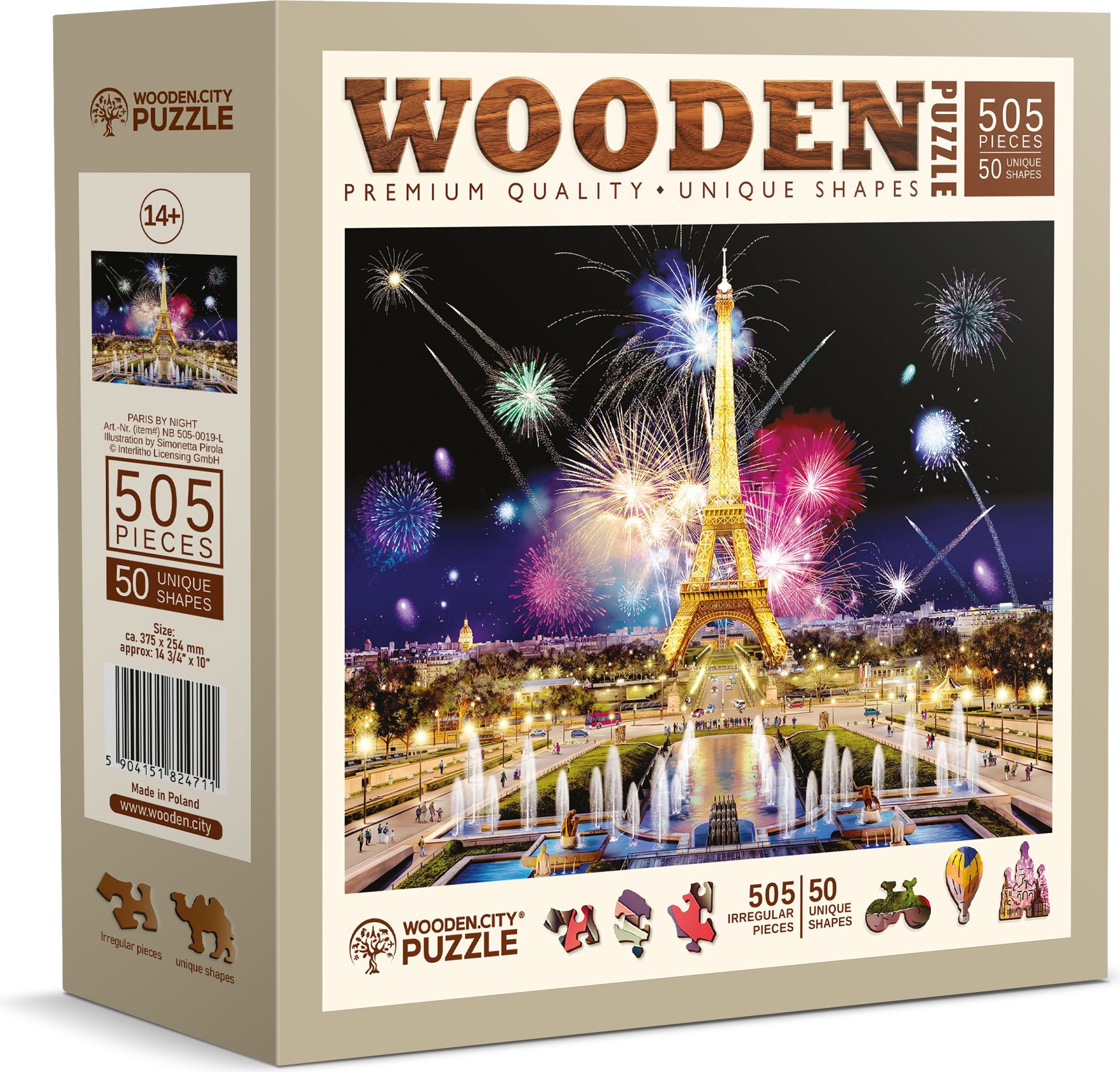 WOODEN CITY drevené puzzle – Nočný Paríž 505 dielikov