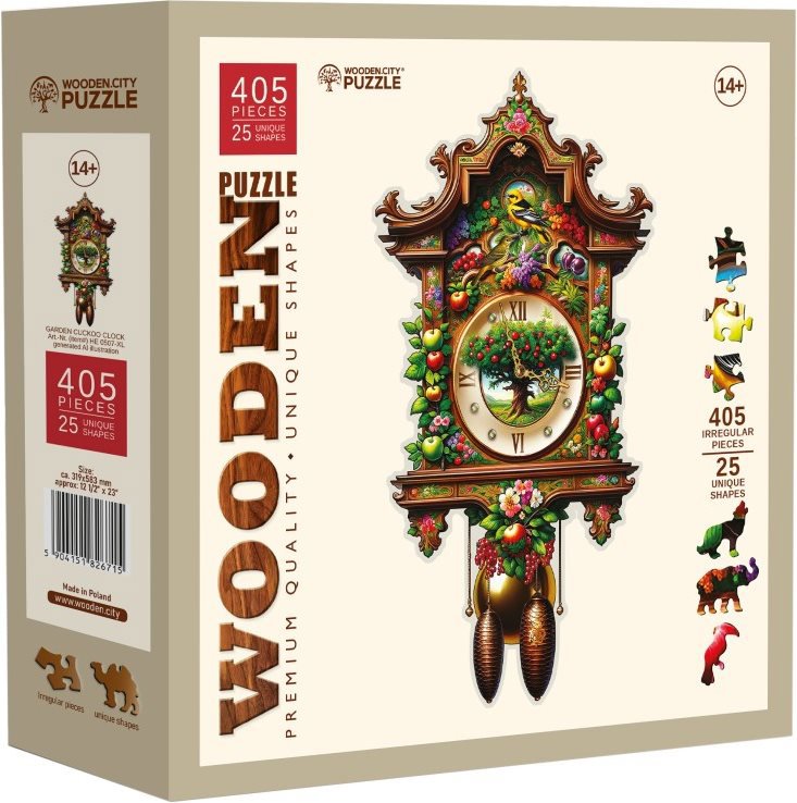 WOODEN CITY drevené puzzle - Hodiny kukučky 405 dielikov
