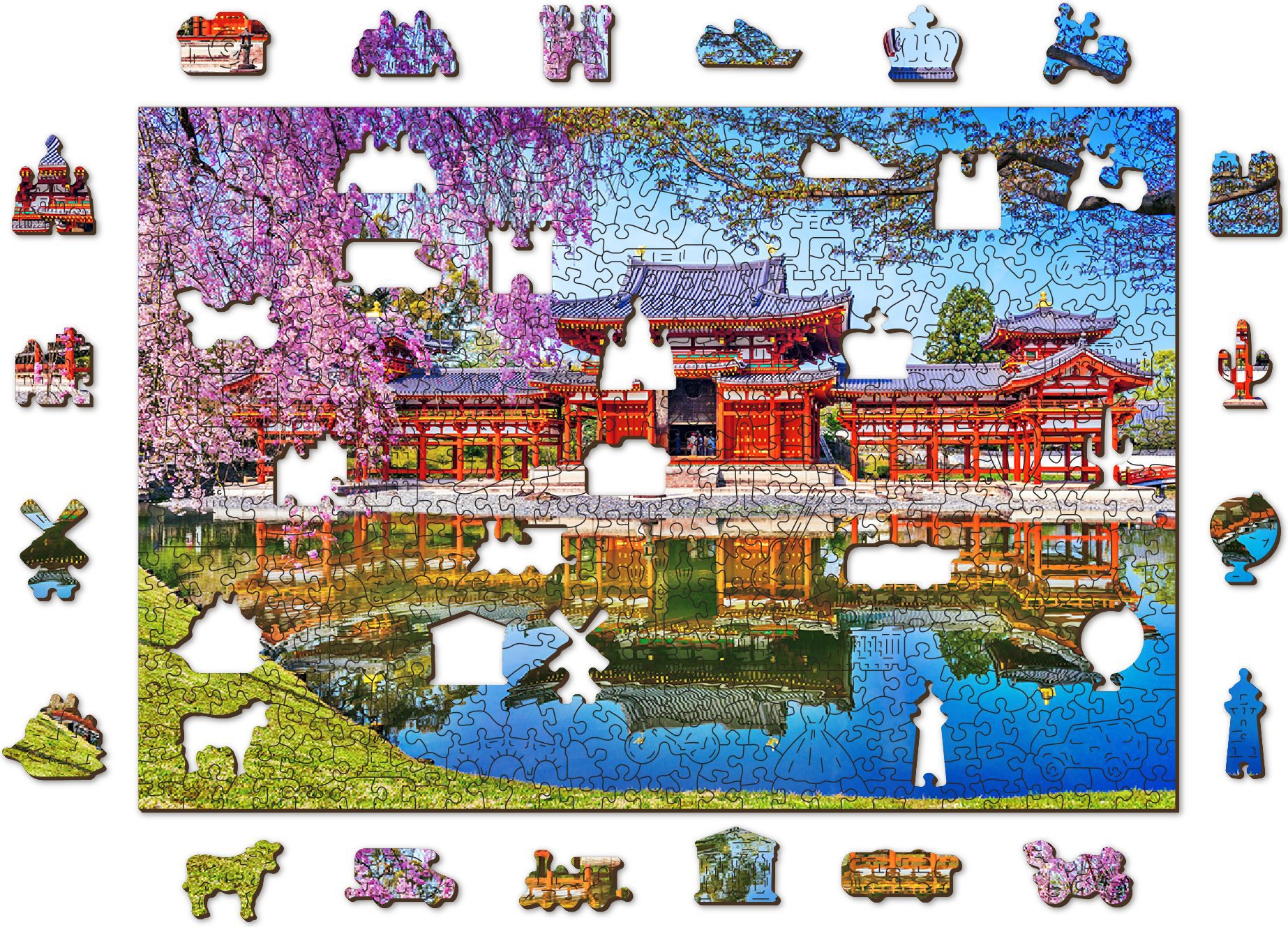 WOODEN CITY drevené puzzle - Chrám Byodo-in, Kjóto, Japonsko 505 dielikov
