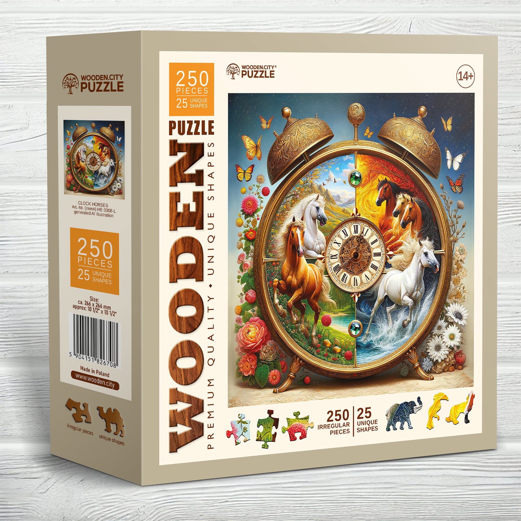 WOODEN CITY drevené puzzle - Konské hodiny 250 dielikov