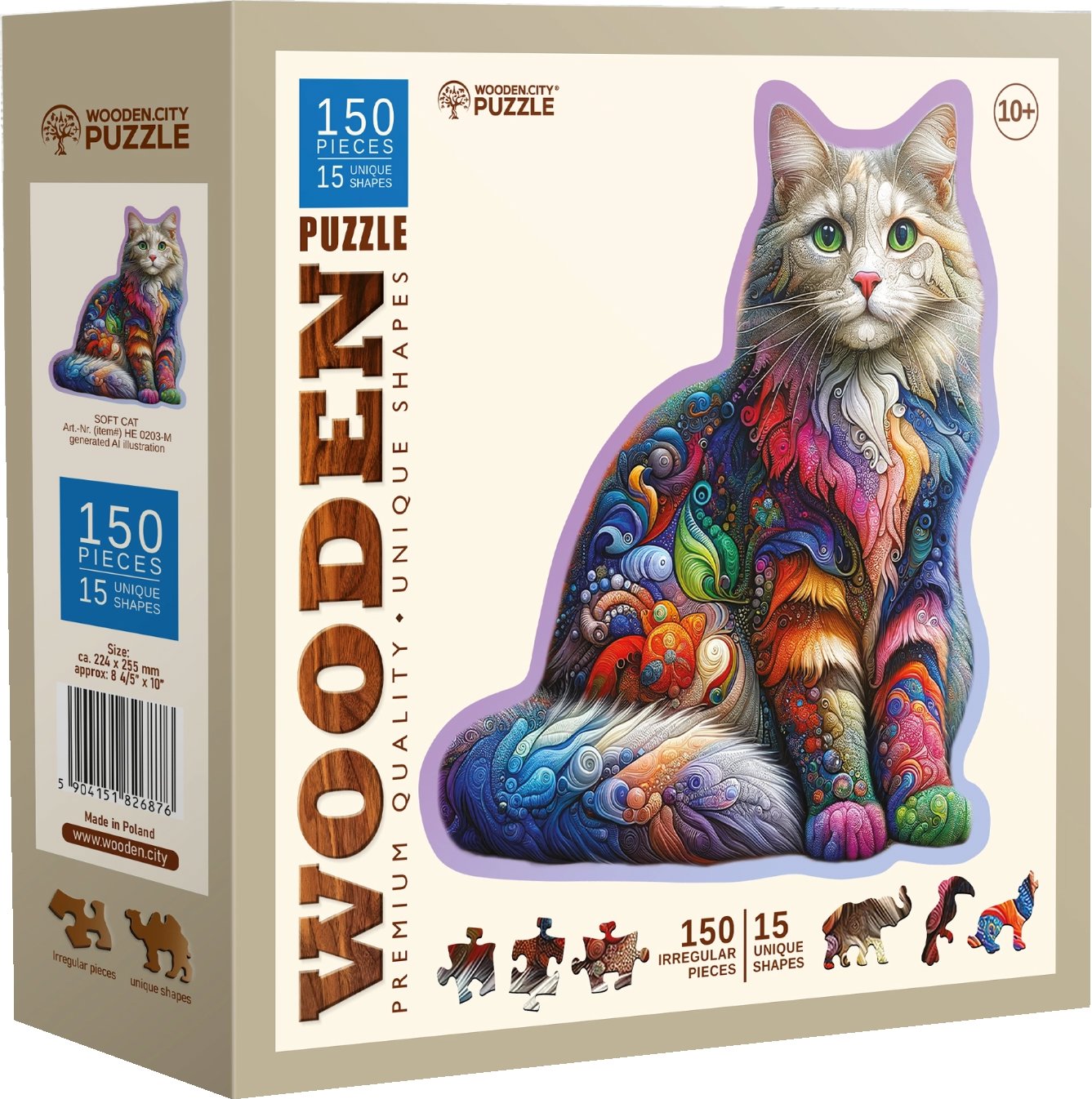 WOODEN CITY Drevené puzzle Jemná mačka 150 dielikov