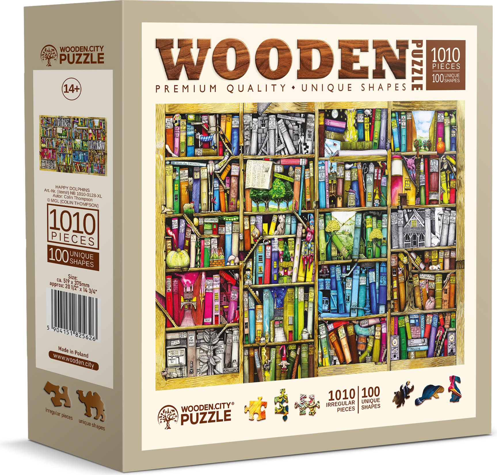 WOODEN CITY Drevené puzzle Polica s knihami 1010 dielikov