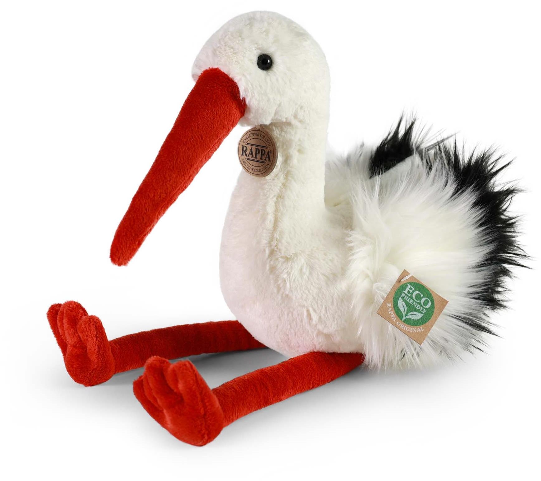 RAPPA Plyšový vták bocian 39 cm, Eco-Friendly