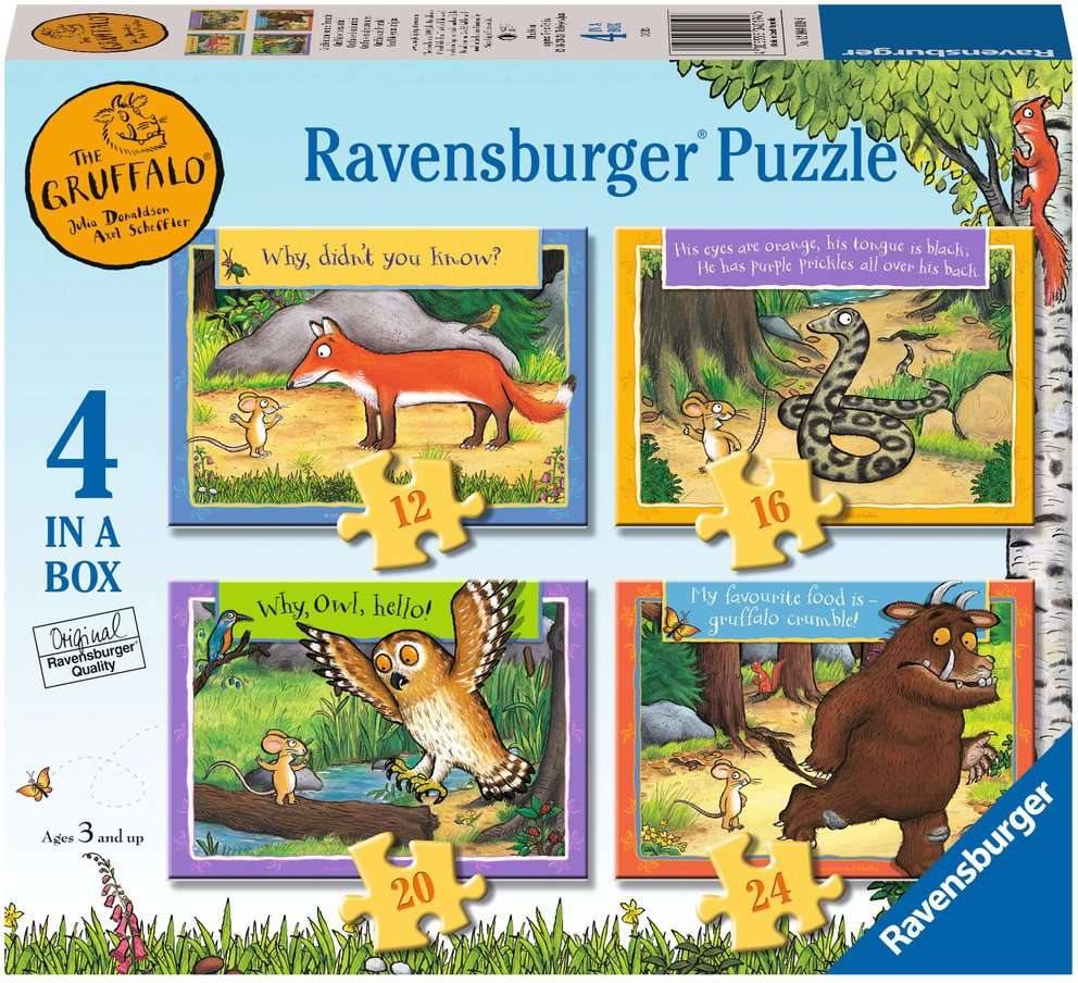 RAVENSBURGER Puzzle Gruffalo: Rozprávkové príbehy 4 v 1 (12, 16, 20, 24 dielikov)