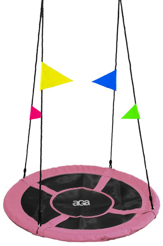 Aga Závesný hojdací kruh 110 cm ružový s vlajkami