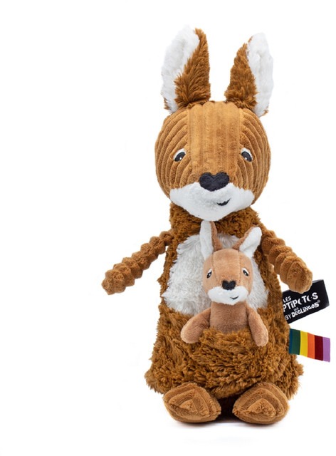 Les Déglingos Plyšový klokan, mama s bábätkom, hnedá