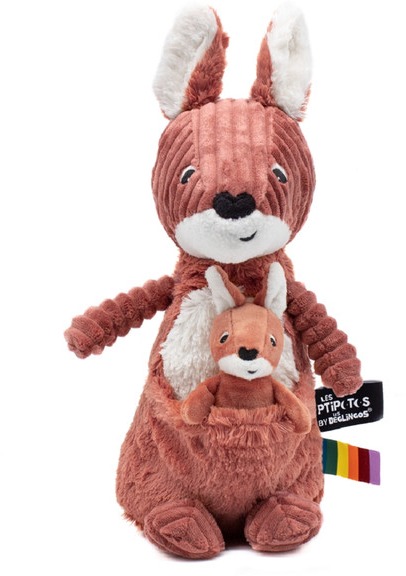 Les Déglingos Plyšový klokan, mama s bábätkom, terakotová