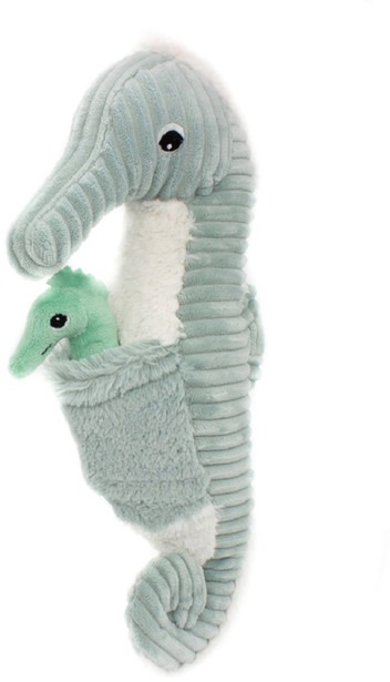 Les Déglingos Plyšový morský koník, otec s bábätkom, mintový