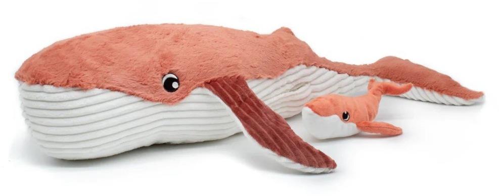 Les Déglingos Plyšová veľryba, mama s bábätkom, hnedá